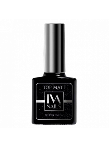 IVA NAILS Matte Silver Snow Top Матовый топ с серебряными крошками 8 мл