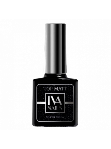 IVA NAILS Matte Silver Snow Top Матовый топ с серебряными крошками 8 мл