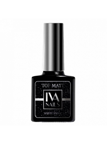 IVA NAILS Matte White Snow Top Матовый топ с белыми крошками 8 мл