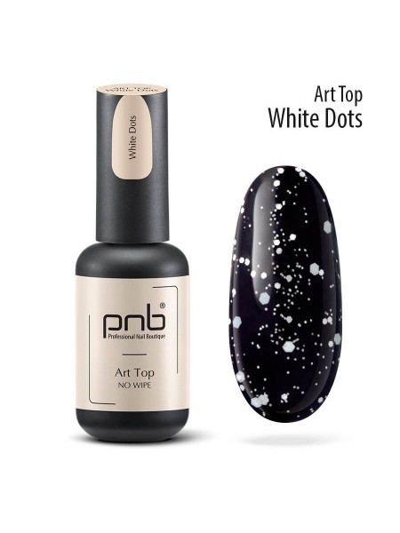PNB Art Top White Dots No Wipe \ Топ б\липкого слоя,глянцевый с белыми частичками 8 мл