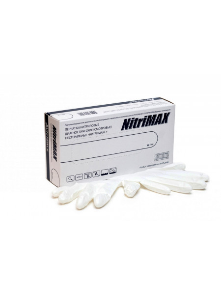 Перчатки NitriMax  Белый  р.M /50 пар / 850 /059528